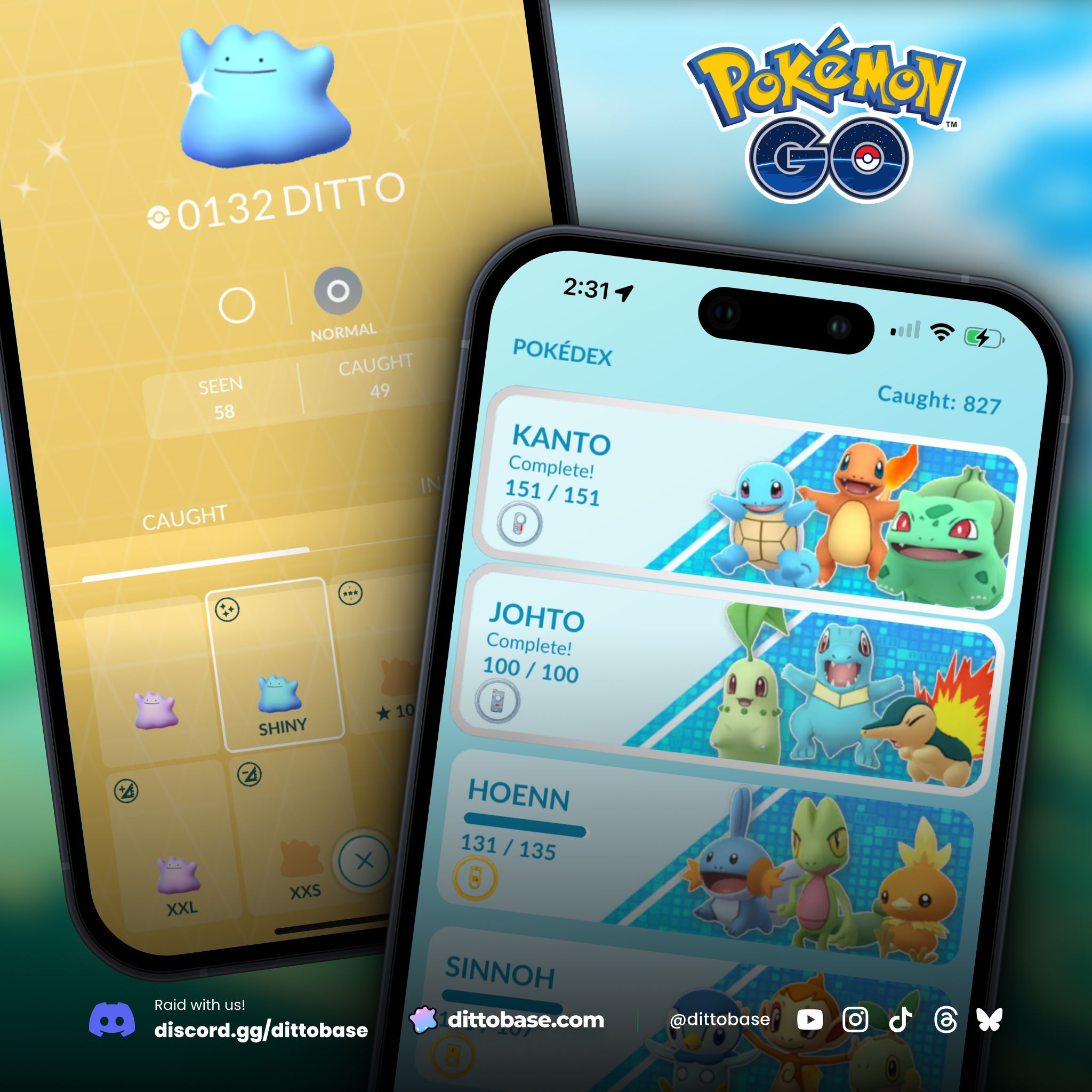 The Dittobase social media graphic used to announce the new GO Pokédex.