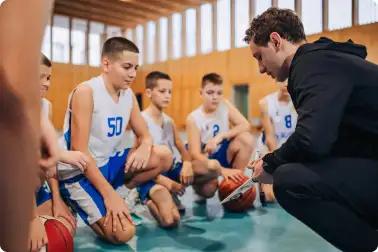 Basketball Coach training youth team