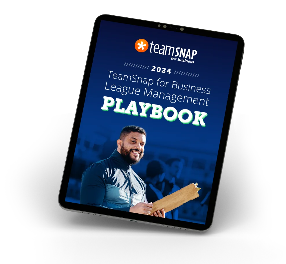 TeamSnap for Business League Management Playbook cover on iPad