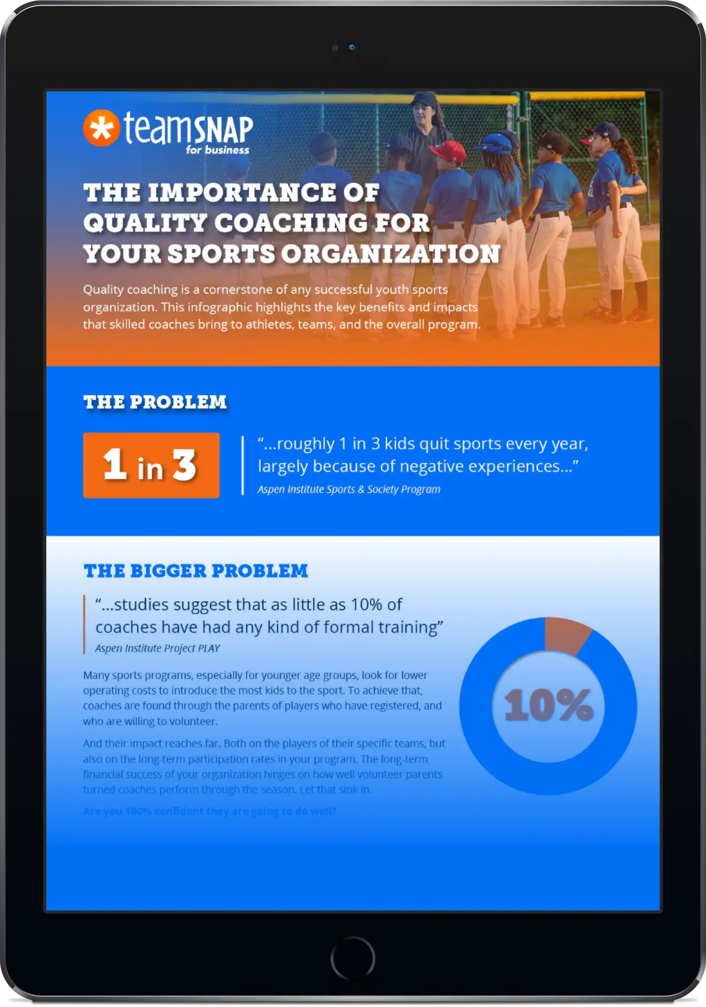 Infographic The Importance of Quality Coaching for Your Sports Organization on an iPad