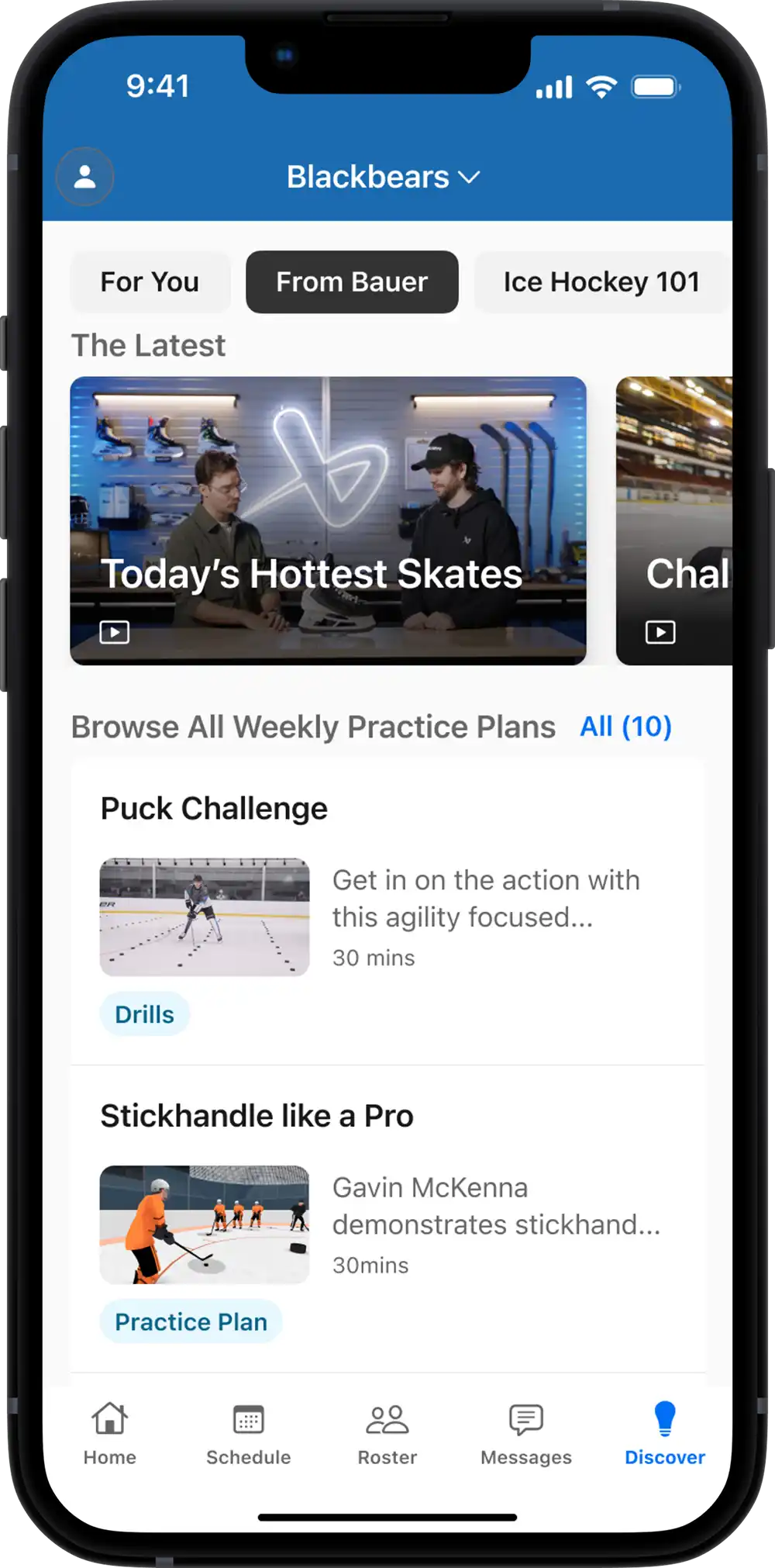 Bauer Coaching Content on TeamSnap