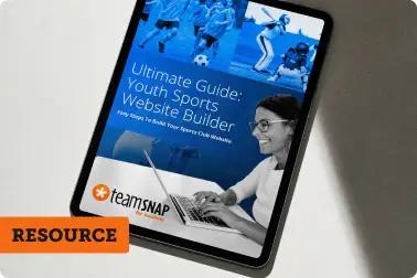 Cover Ultimate Guide : Youth Sports Website Builder mockup on an iPad