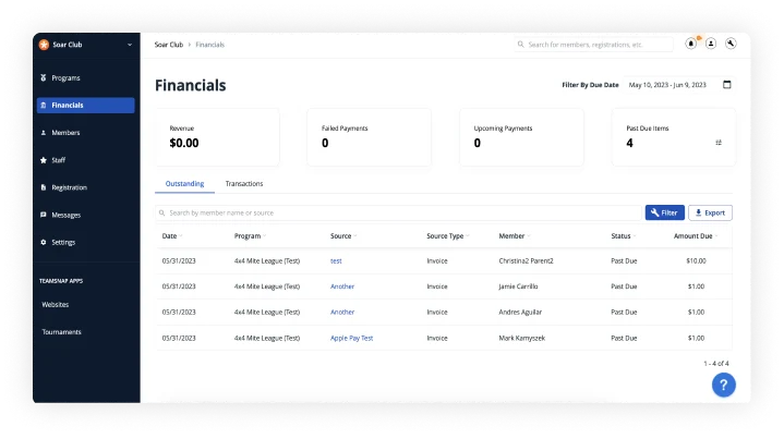 Financial screenshot