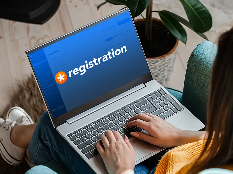 Registration Product Screen on laptop