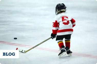 Youth athlete playing ice hockey