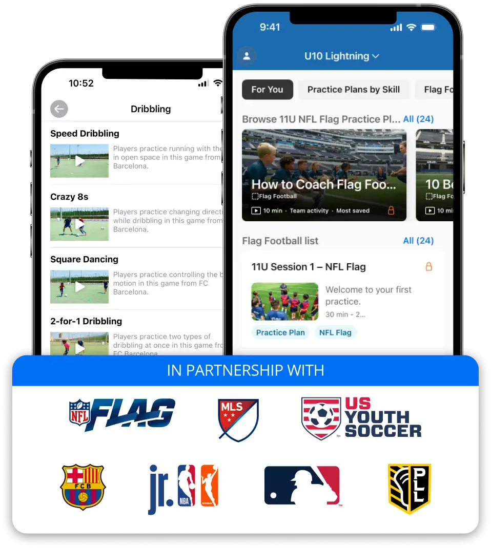Product Screen NFL Flag PLL Jr. NBA MLS US Youth Soccer FC Barcelona MLB TeamSnap+