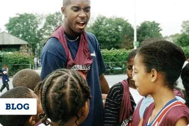 Basketball Coach with Youth athletes Team