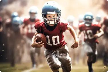 Youth athlete playing football