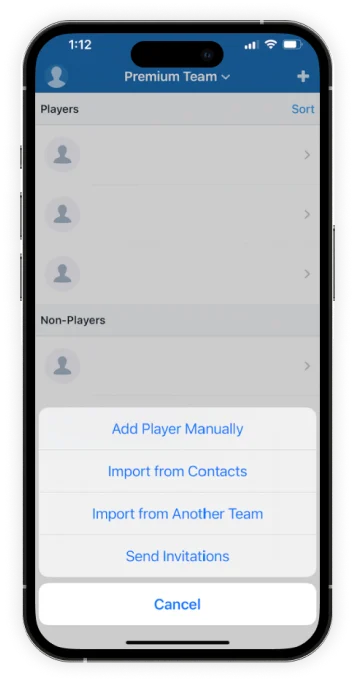 TeamSnap App Screen