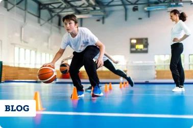 Youth athlete practicing basketball