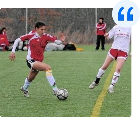 Celia Balf playing soccer