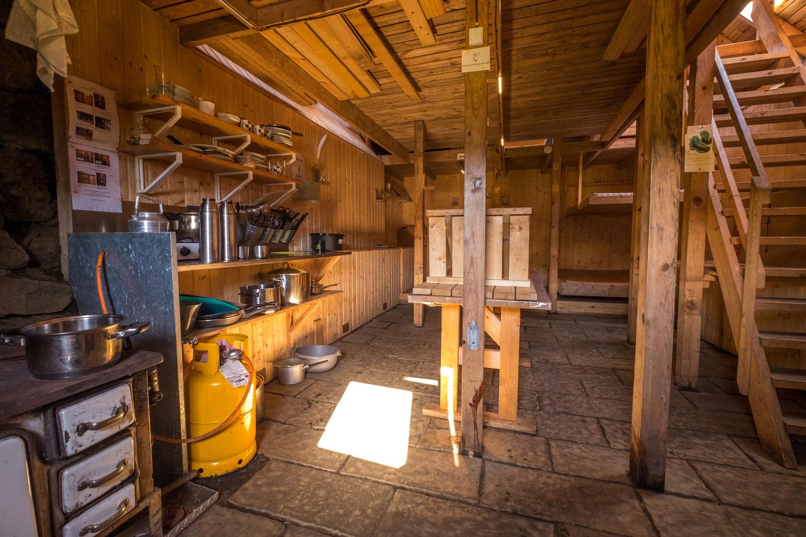 Rustic mountain hut kitchen interior