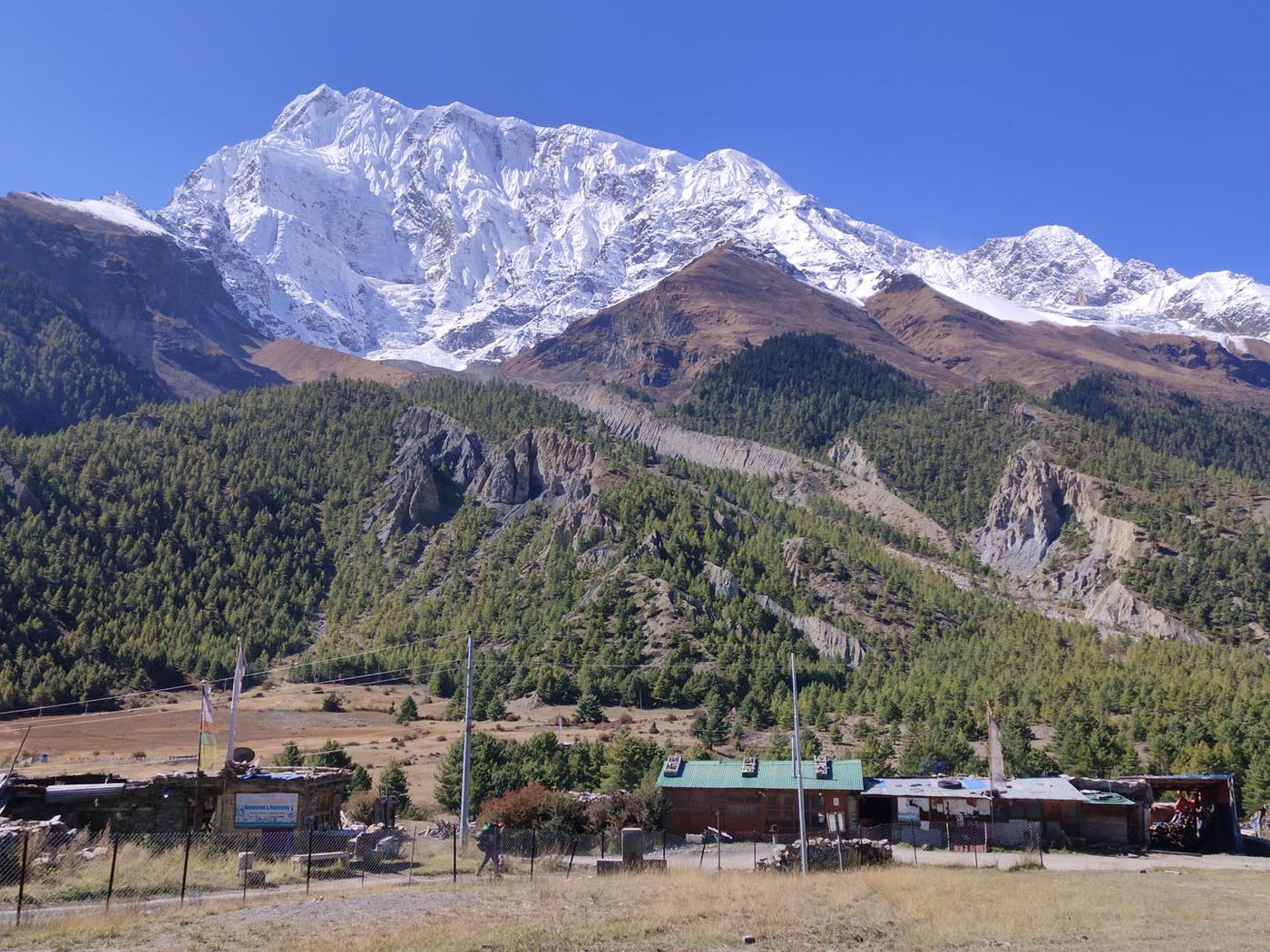 Village with mountain view
