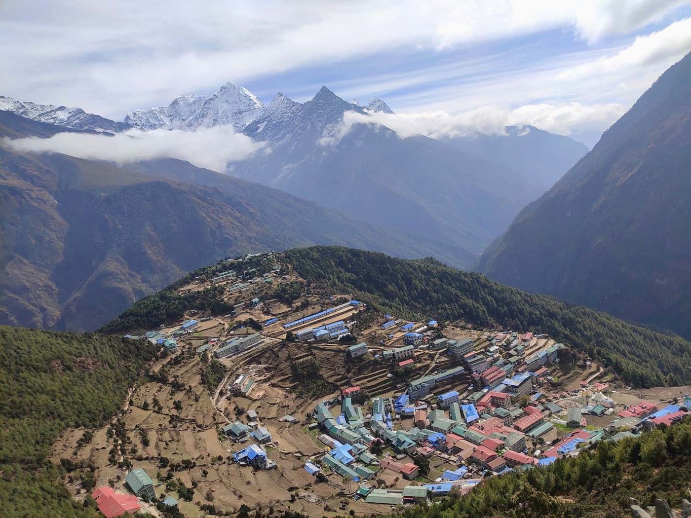 Namche Village from top and mountain view