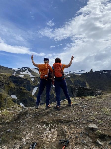 Thorsmork - mountain hikers victory pose