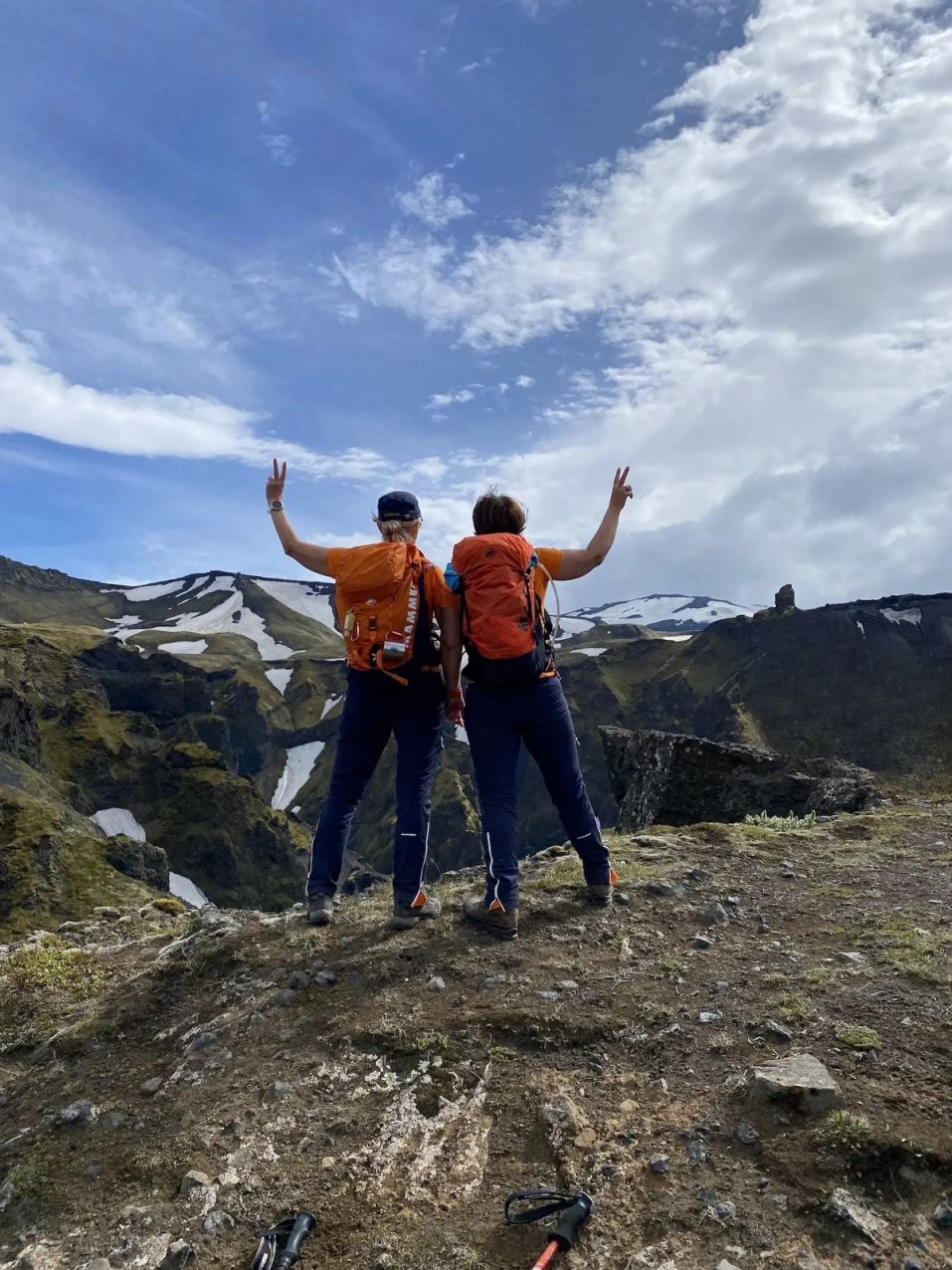 Thorsmork - mountain hikers victory pose