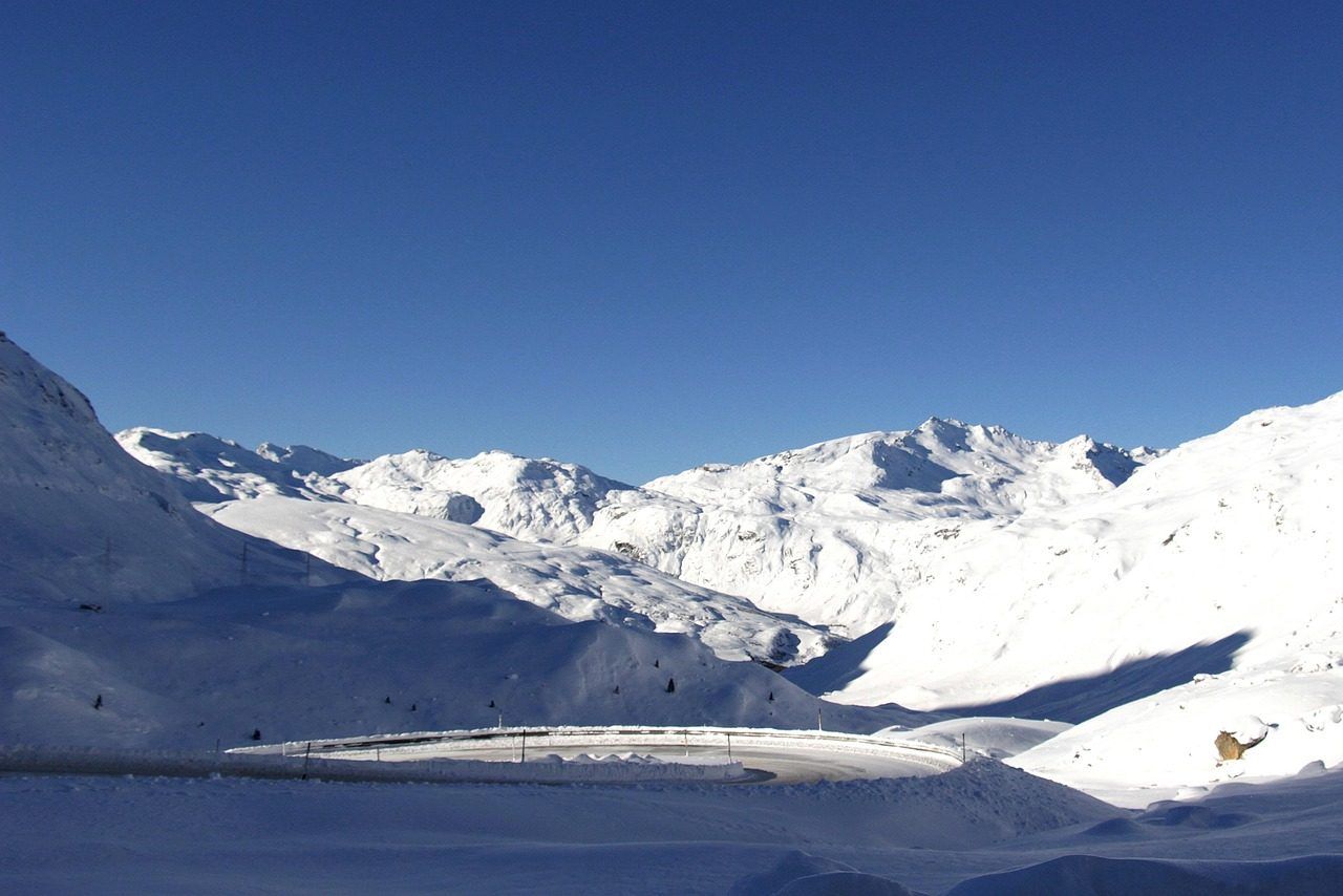 The snowy Grand St Bernard Pass