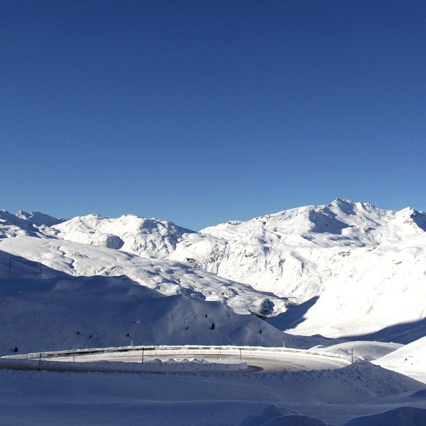The snowy Grand St Bernard Pass