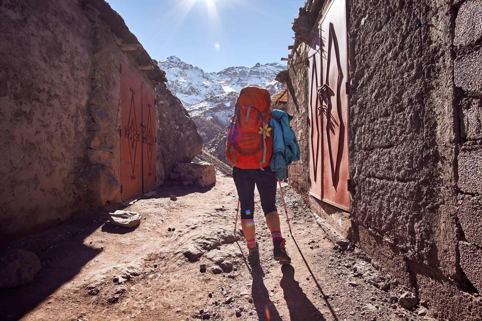 Walking in to sun Imlil