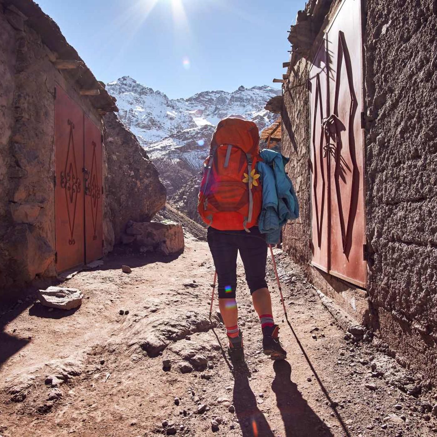Walking in to sun Imlil