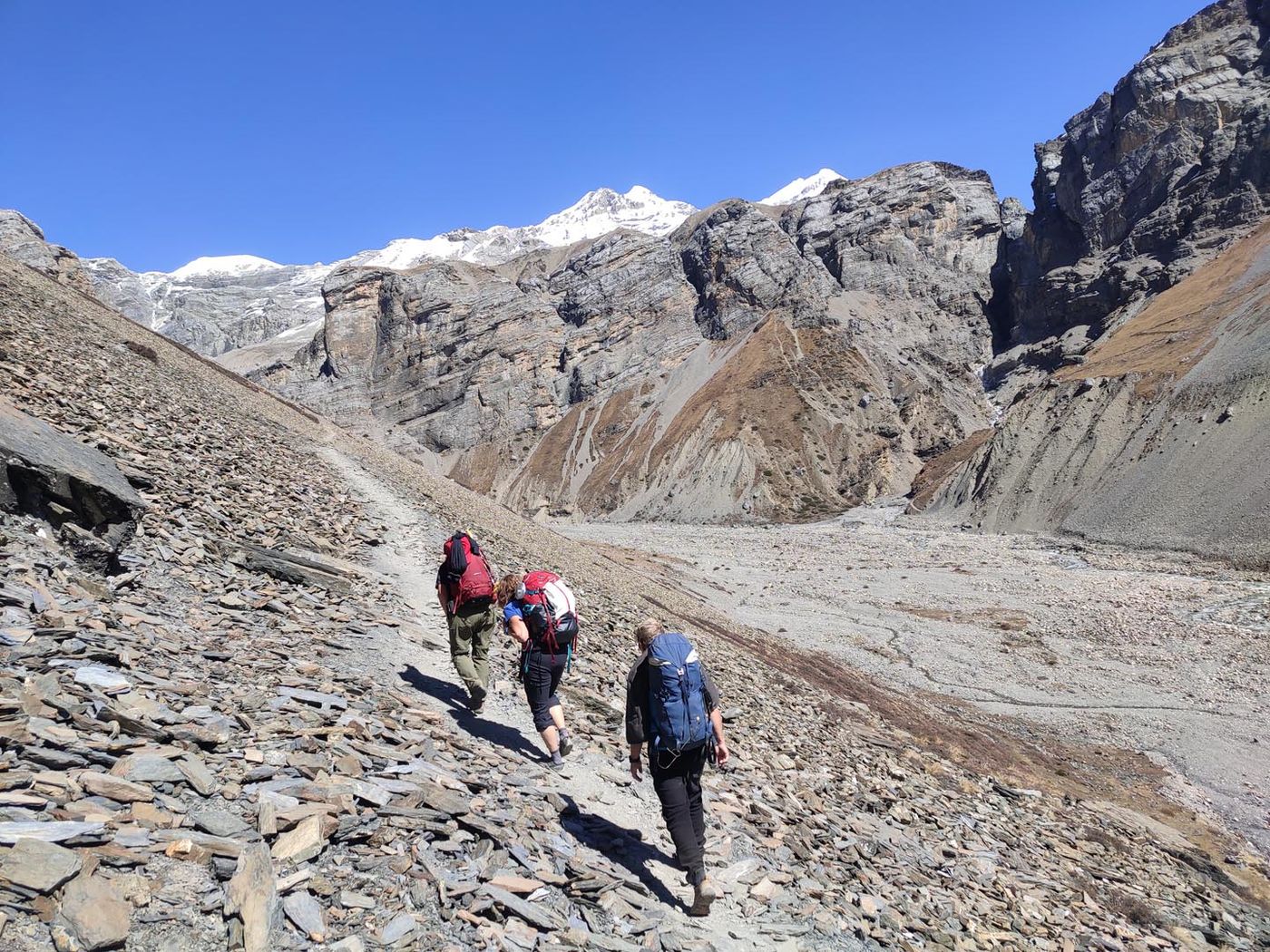 hikers threw rocky scenery