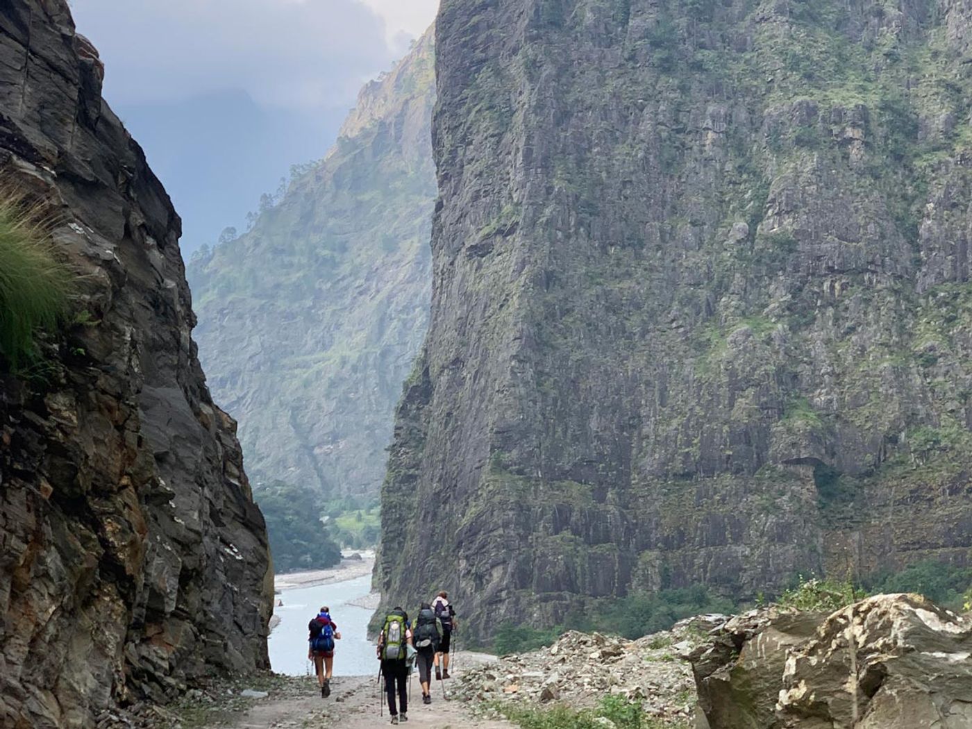 Deep Himalayan gorge on the road towards the Manaslu trailhead