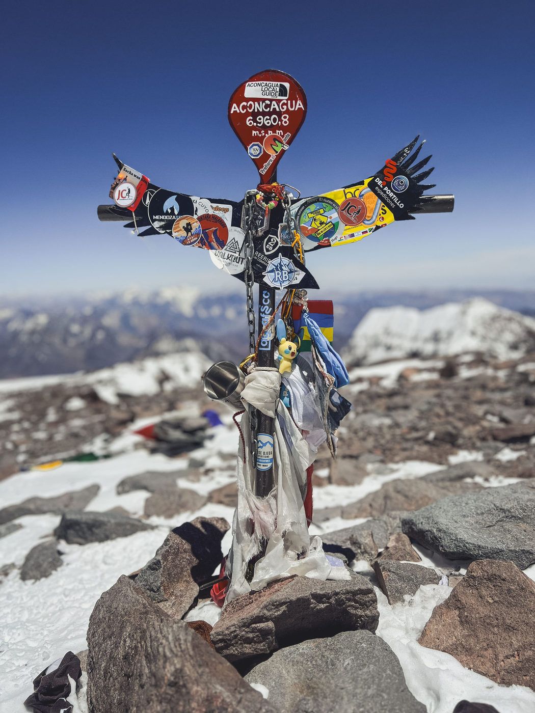 Aconcagua summit cross memorial at 6961m