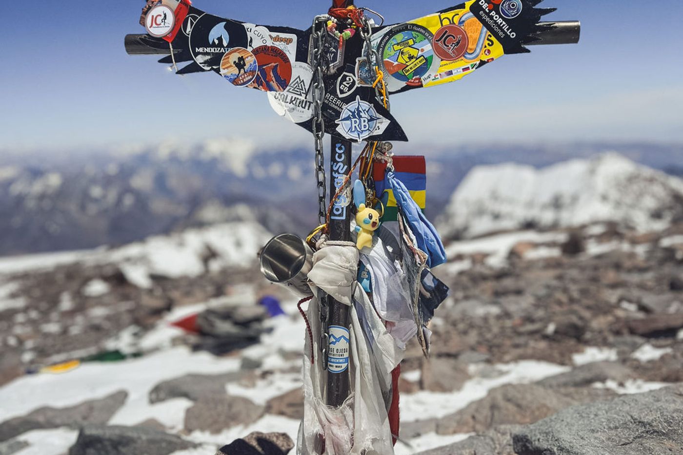 Aconcagua summit cross memorial at 6961m