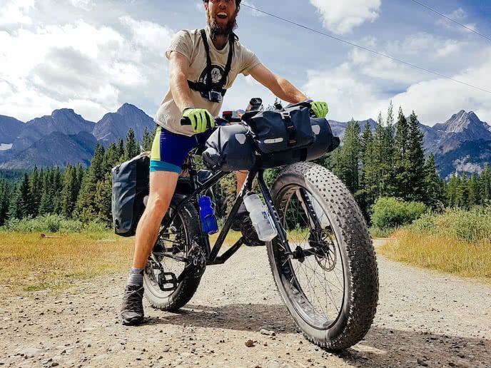 George on a Surly fat bikes with bikepacking bags - great for mountain biking