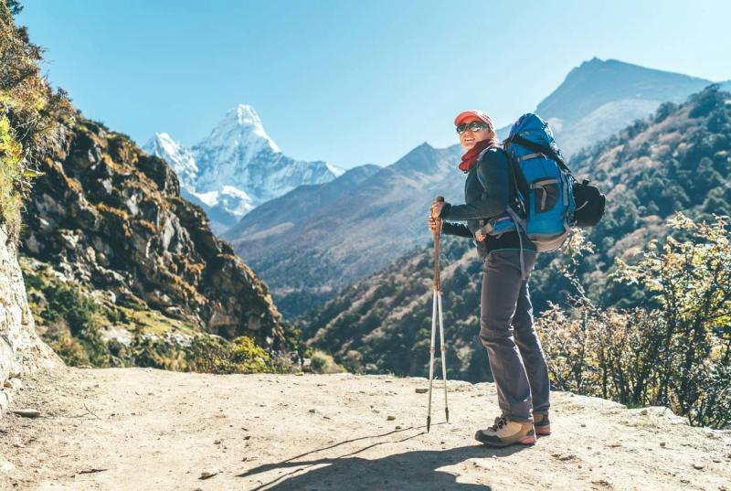 hiker on EBC