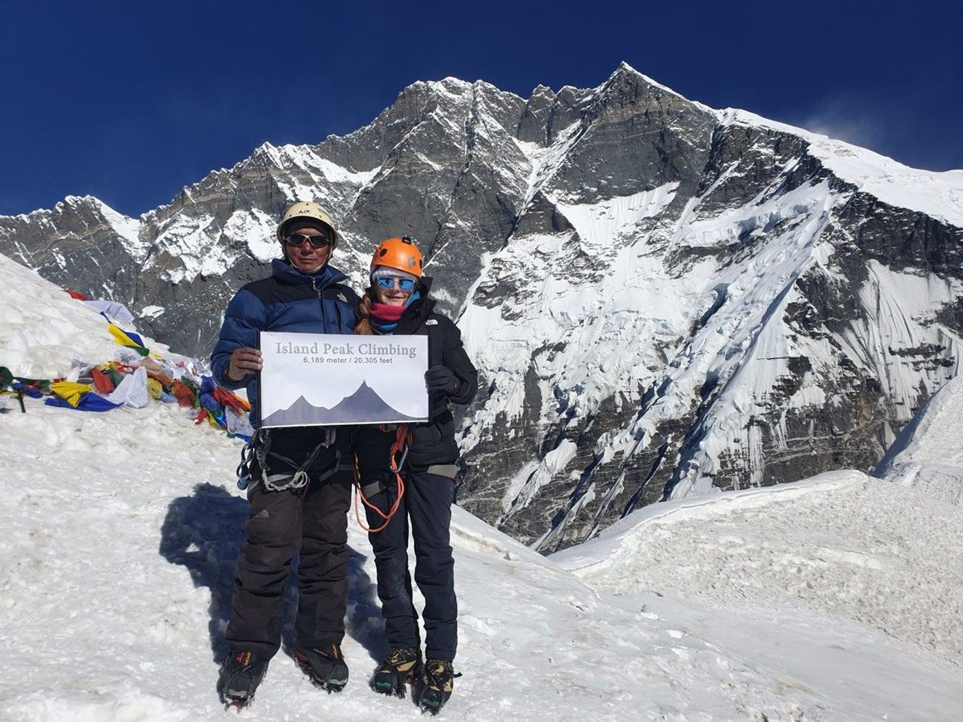 Couple reaching everest base camp