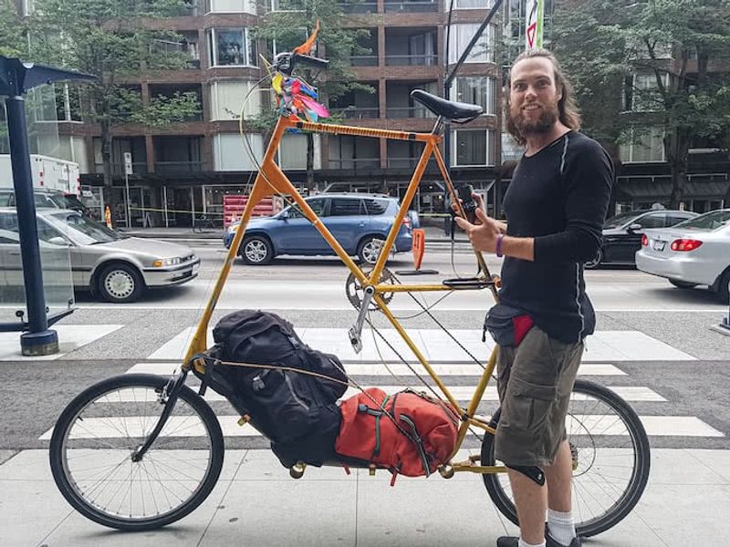 George with an unusual bike