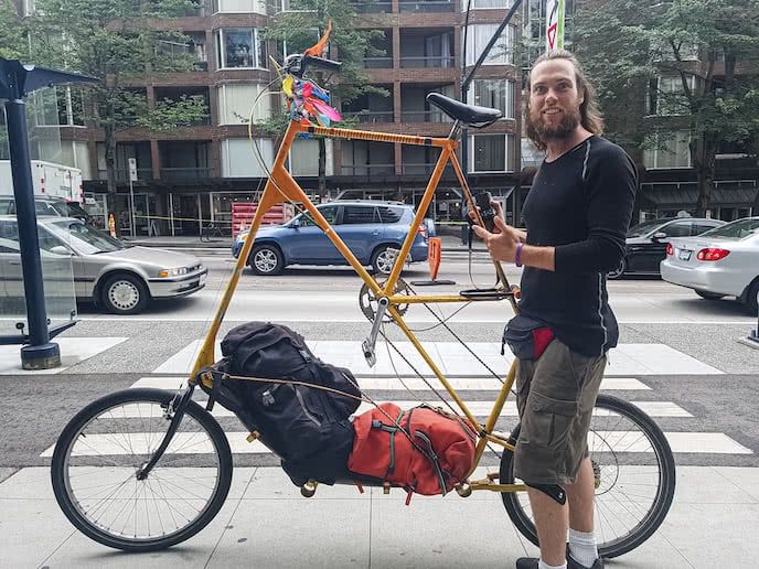 George with an unusual bike