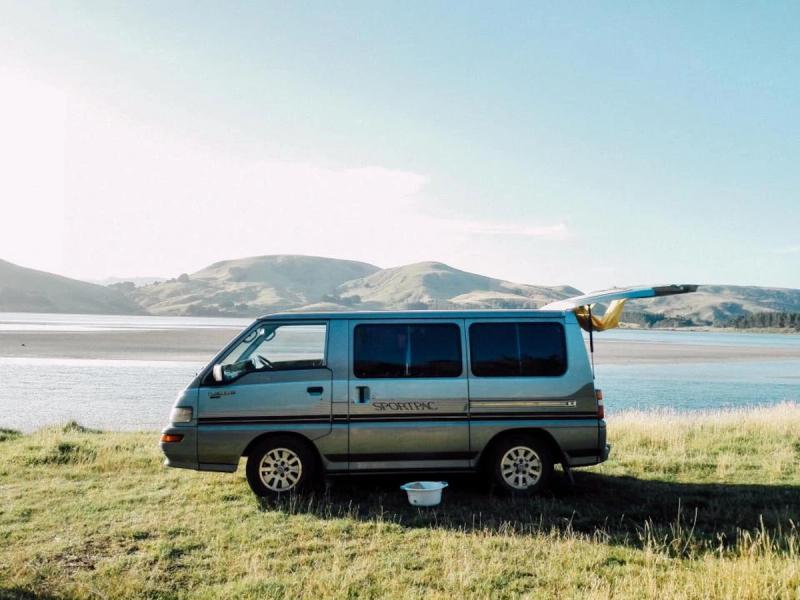 Van by the lake