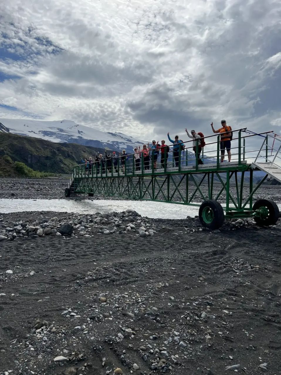 Thorsmork - glacier bridge group photo