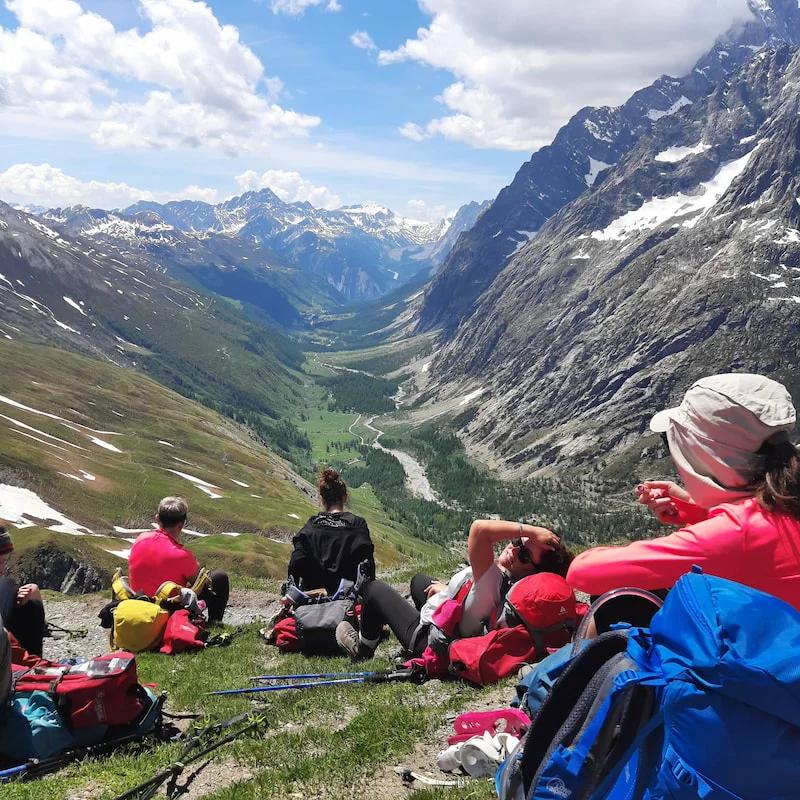 Team looking out over valley