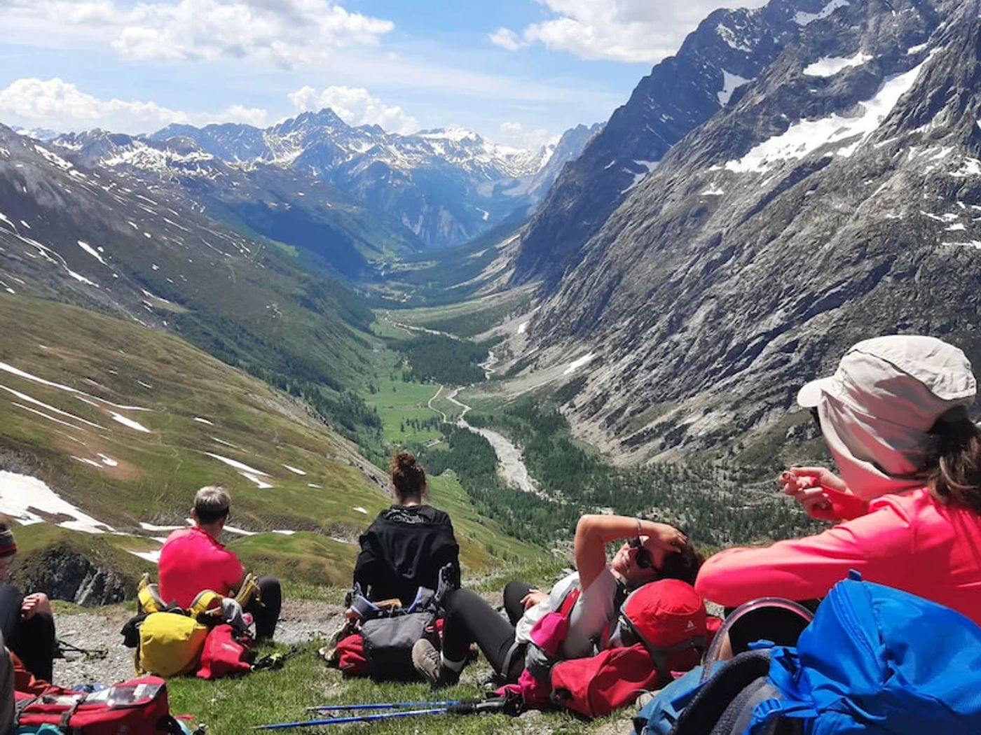 Team looking out over valley