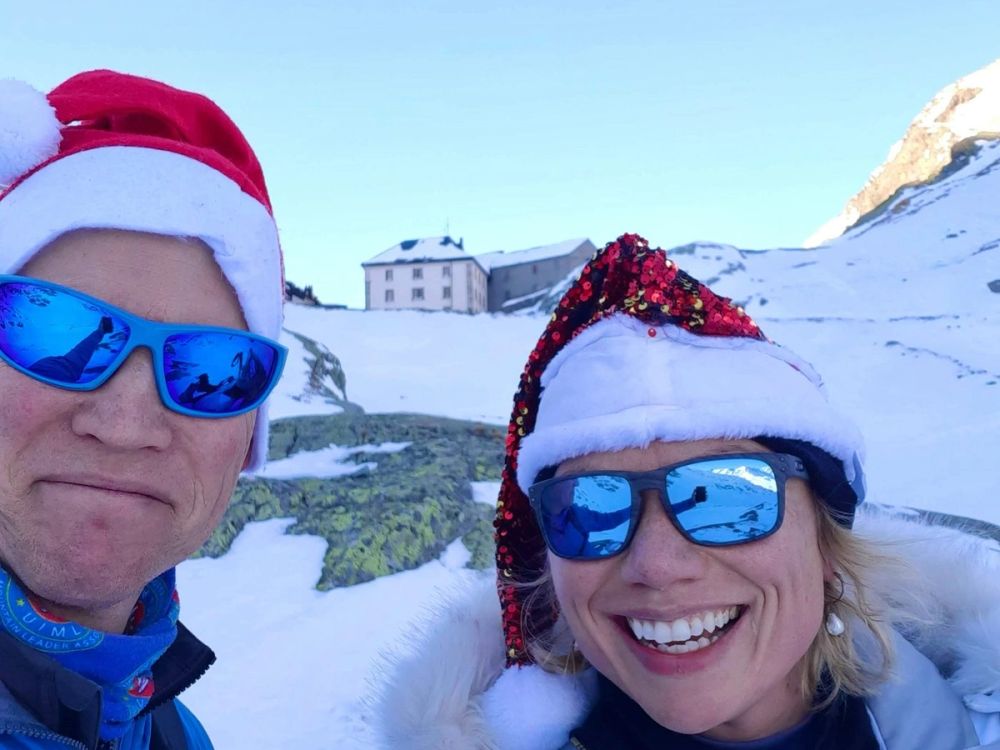 Travellers at the Grand St Bernard Hospice on the Swiss Winter Adventure