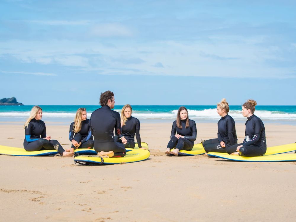 Instructor guiding a group in nature