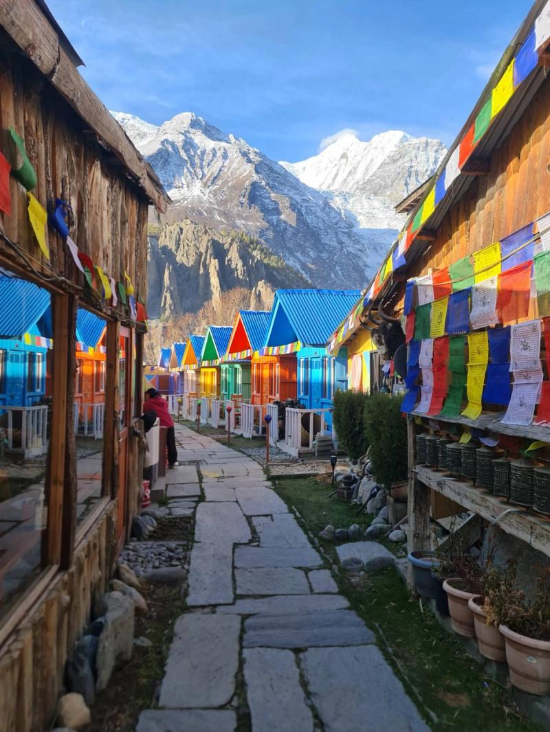view of Manang village on Annapurna Circuit Trek