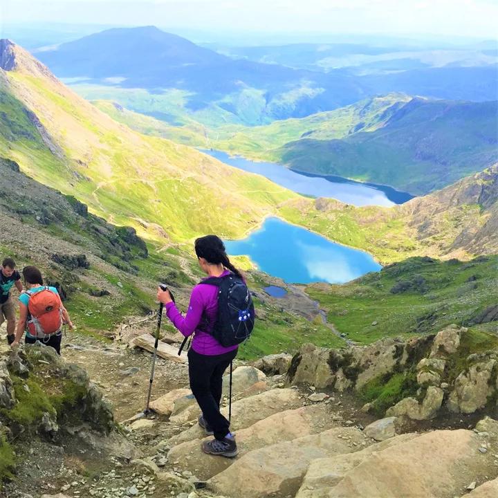 Hiking down towards lake