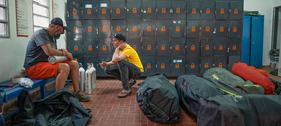 Equipment preparation before Aconcagua expedition in Mendoza