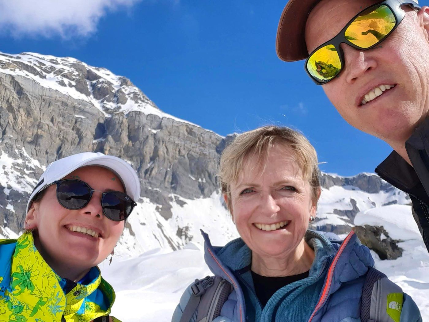 Smiling group at the start of the Swiss Winter Adventure