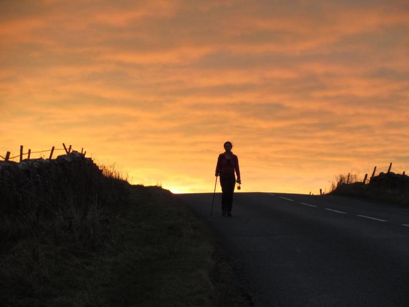 walking in to sunset