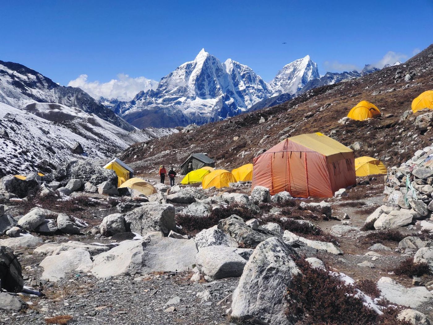 Tents camping with mountain views