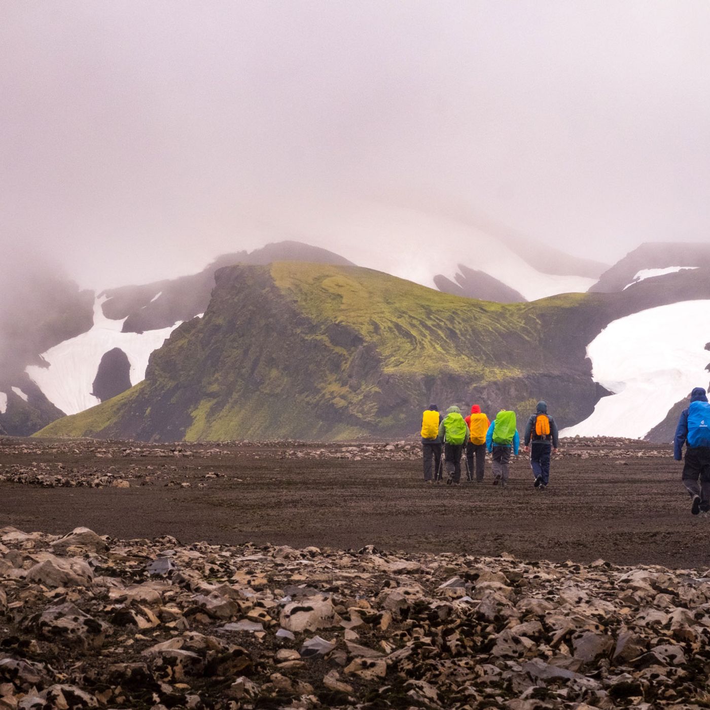 Views across crater fields and Vatnajökull icecap