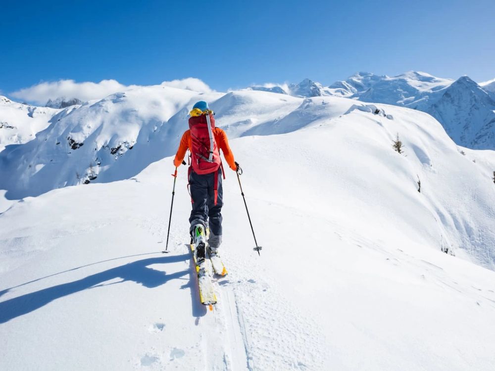 back country ski touring with no crowds
