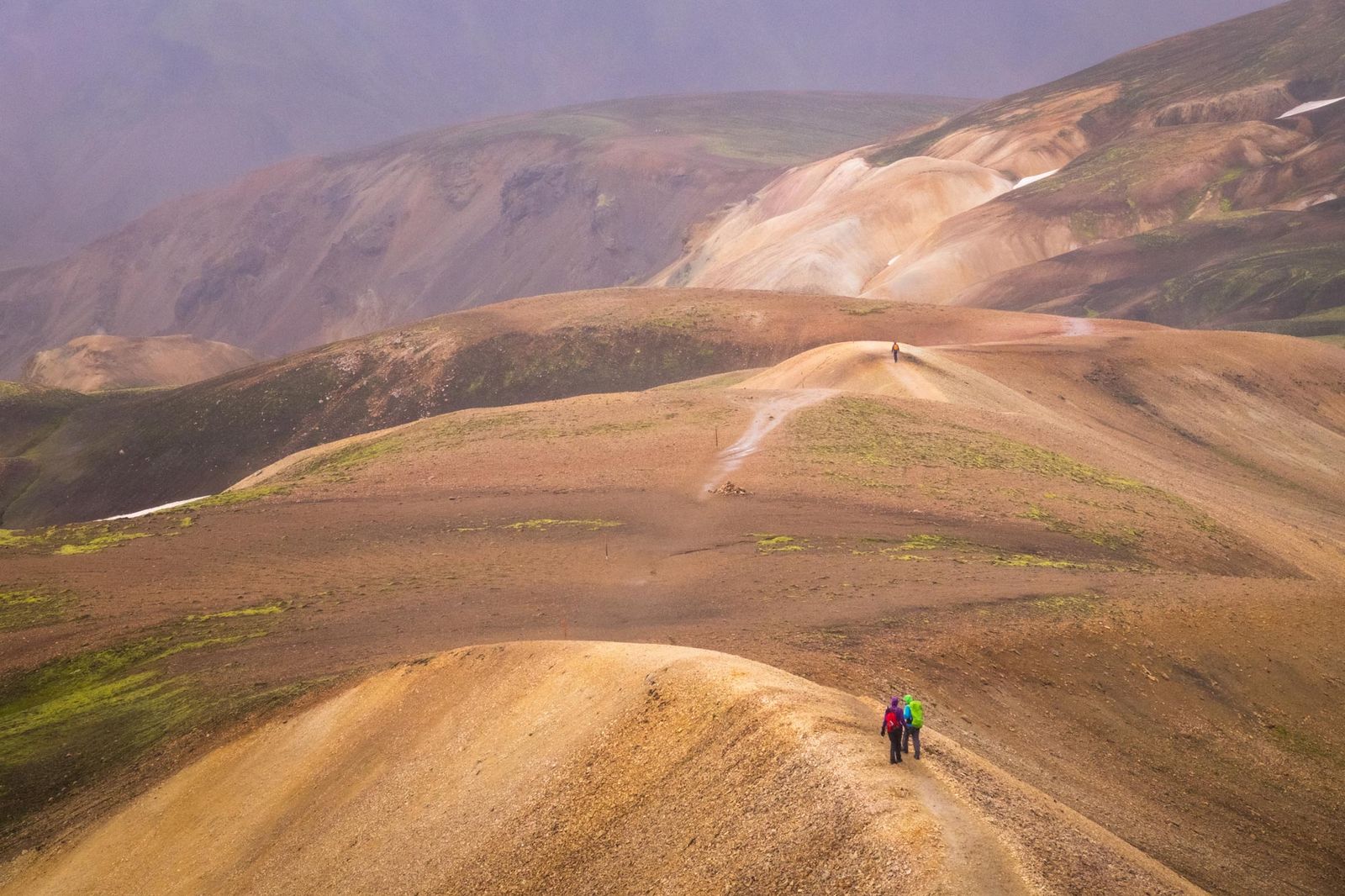 Mountain hiking path through volcanic landscape