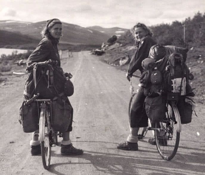 History of bikepacking with two ladies and their bikepacking bags