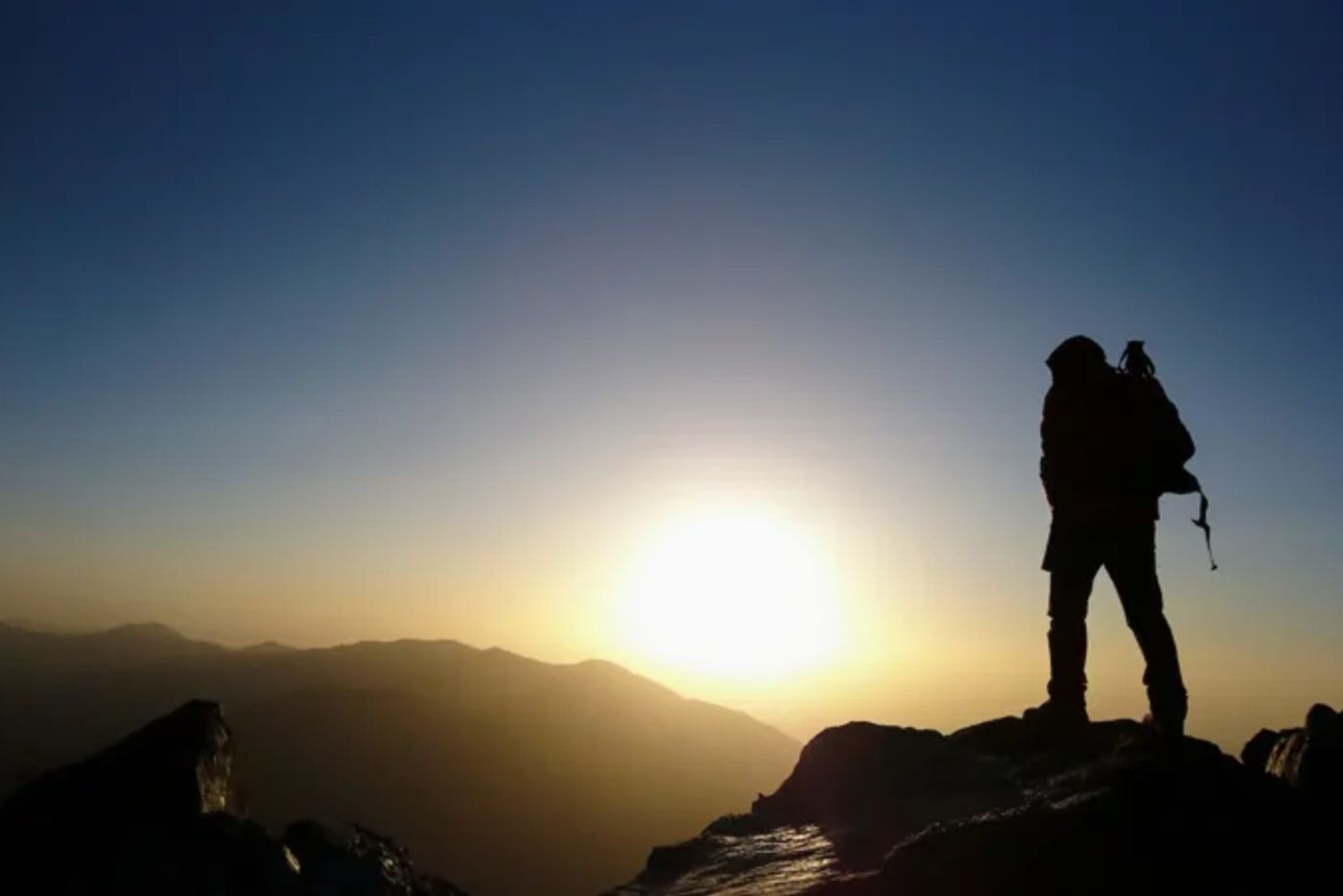 Hikers summit mount toubkal
